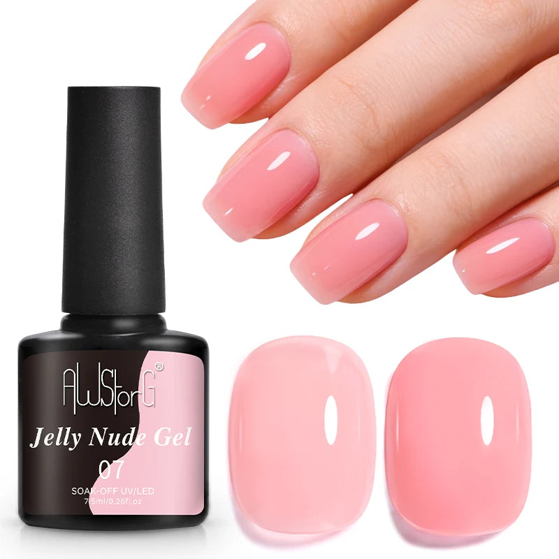 AWStorG 15ML Pink Color Gel Nail Polish Fantastic Adhesion Consistency Ultra Gorgeous Color Soak Off UV LED Semi Permanent Gel