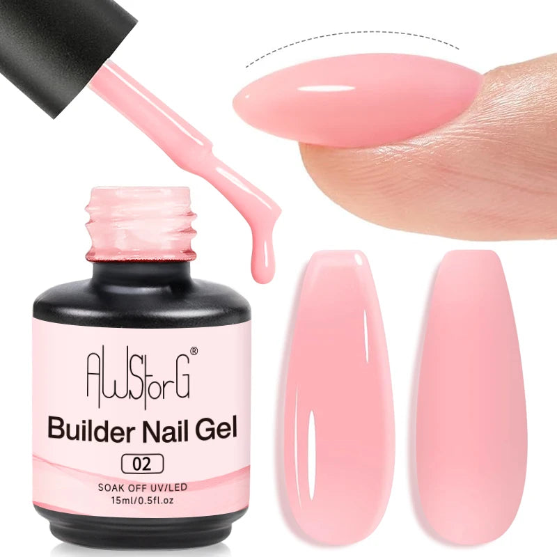 AWStorG 15ML Pink Color Gel Nail Polish Fantastic Adhesion Consistency Ultra Gorgeous Color Soak Off UV LED Semi Permanent Gel