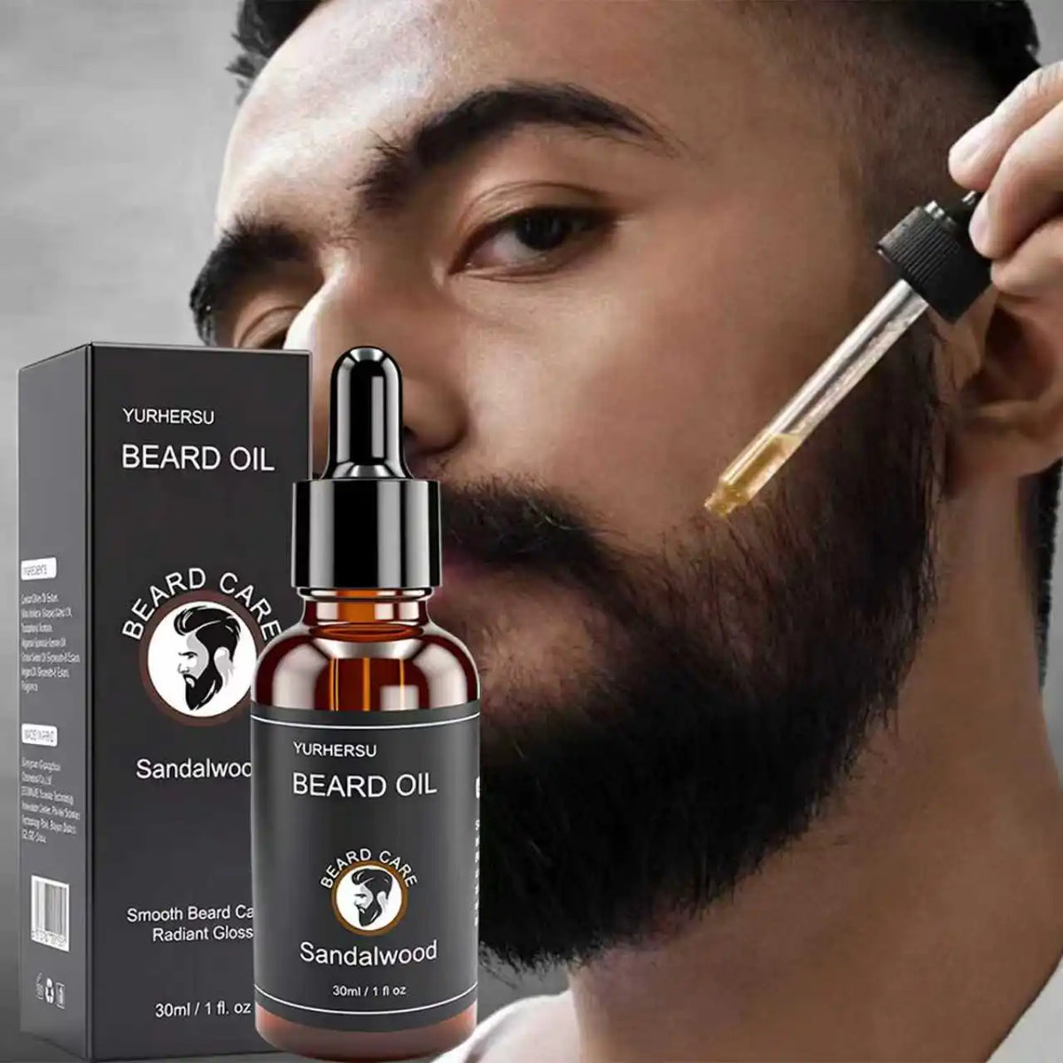 YURHERSU 30ml New Facial Hair and Beard Growth Oil Is Suitable for Men's Thick, Soft, Smooth, Nutritious Beard Oil Beard Care