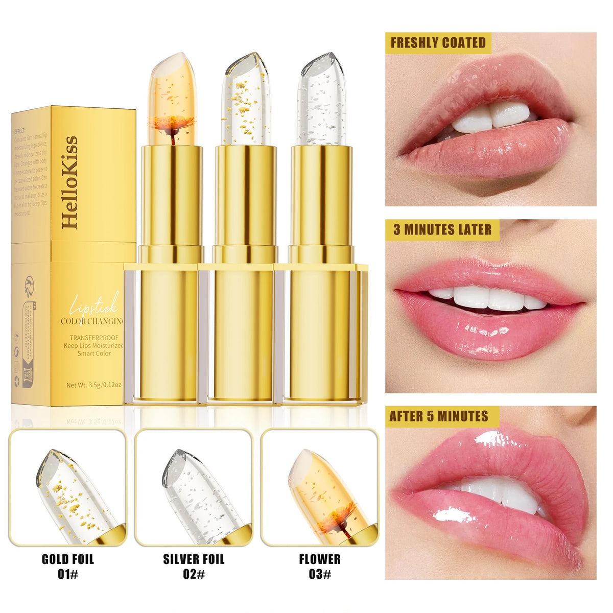 Hellokiss Crystal Color-Changing Petal Lipstick for Women Moisturizes Long-Lasting and Non-Sticky Cup Lip Balm