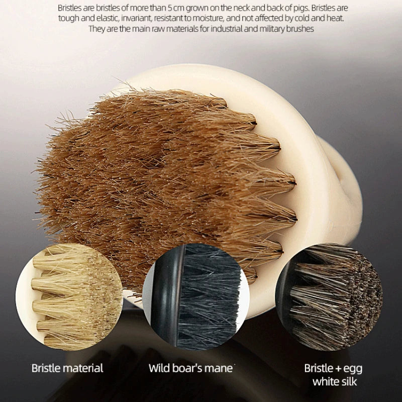 Professional Beard Brush for Men - Boar Bristle Brush Beard Cleaning Brush Small and Round - Black Handle Bristle Comb