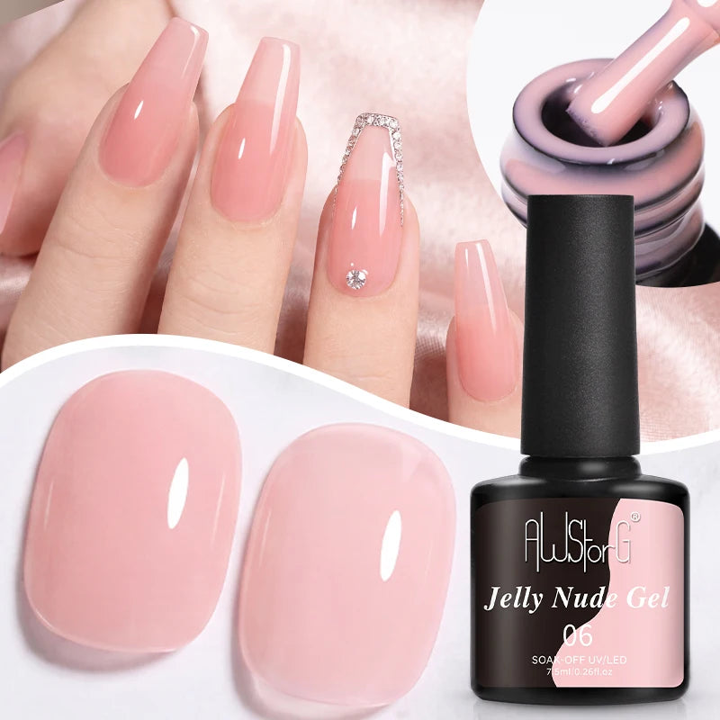 AWStorG 15ML Pink Color Gel Nail Polish Fantastic Adhesion Consistency Ultra Gorgeous Color Soak Off UV LED Semi Permanent Gel