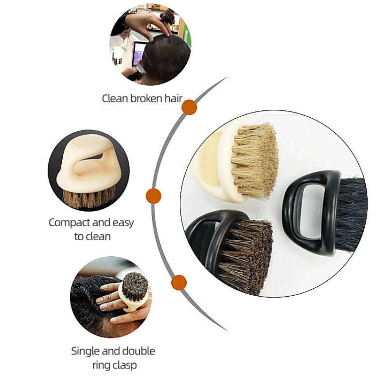 Professional Beard Brush for Men - Boar Bristle Brush Beard Cleaning Brush Small and Round - Black Handle Bristle Comb