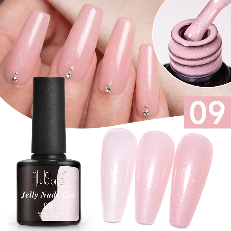AWStorG 15ML Pink Color Gel Nail Polish Fantastic Adhesion Consistency Ultra Gorgeous Color Soak Off UV LED Semi Permanent Gel