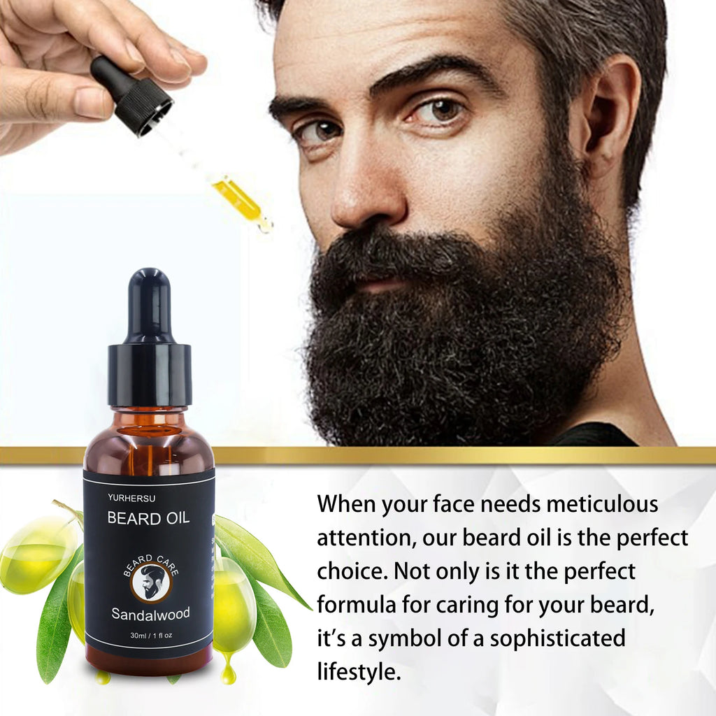 YURHERSU 30ml New Facial Hair and Beard Growth Oil Is Suitable for Men's Thick, Soft, Smooth, Nutritious Beard Oil Beard Care