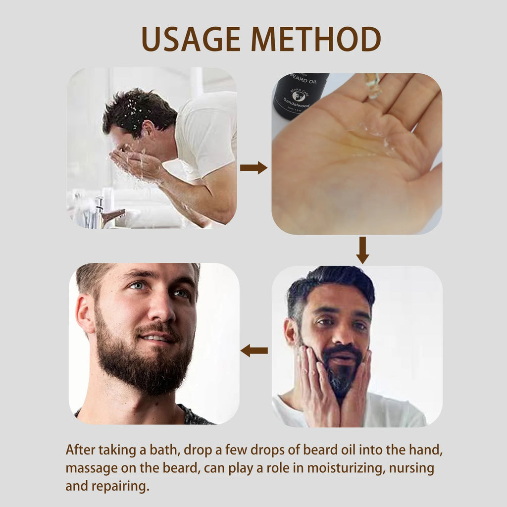 YURHERSU 30ml New Facial Hair and Beard Growth Oil Is Suitable for Men's Thick, Soft, Smooth, Nutritious Beard Oil Beard Care
