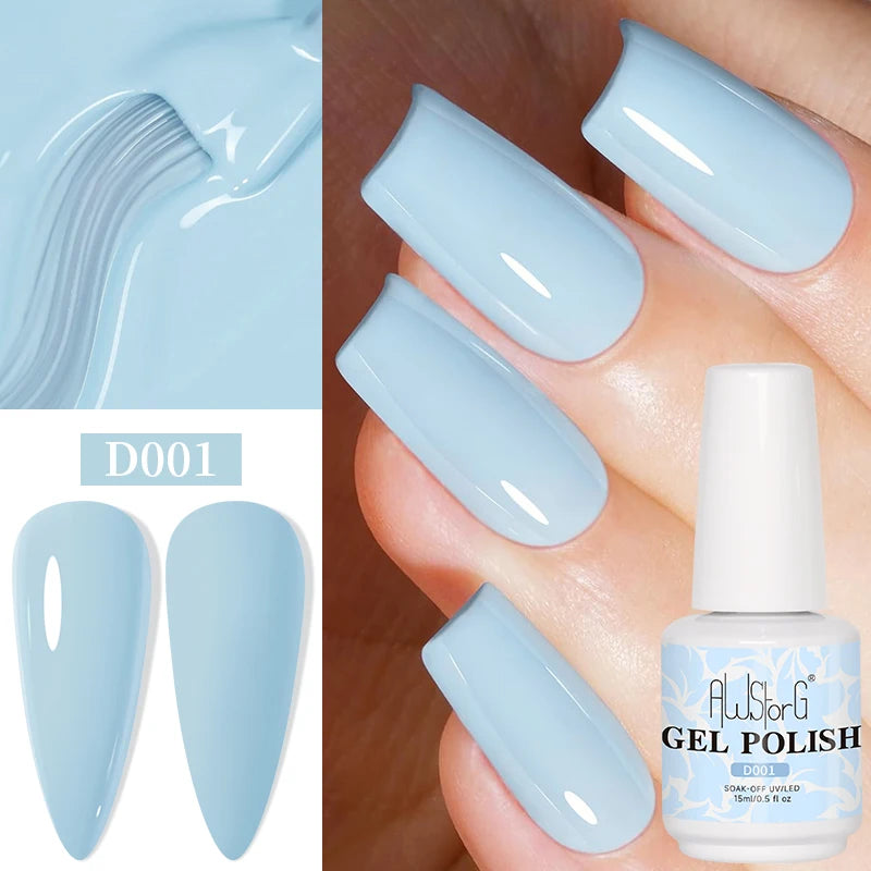 AWStorG 15ML Pink Color Gel Nail Polish Fantastic Adhesion Consistency Ultra Gorgeous Color Soak Off UV LED Semi Permanent Gel