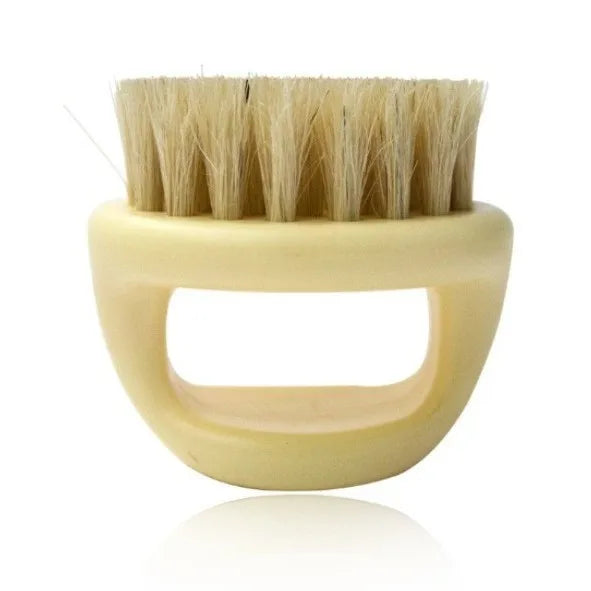 Professional Beard Brush for Men - Boar Bristle Brush Beard Cleaning Brush Small and Round - Black Handle Bristle Comb