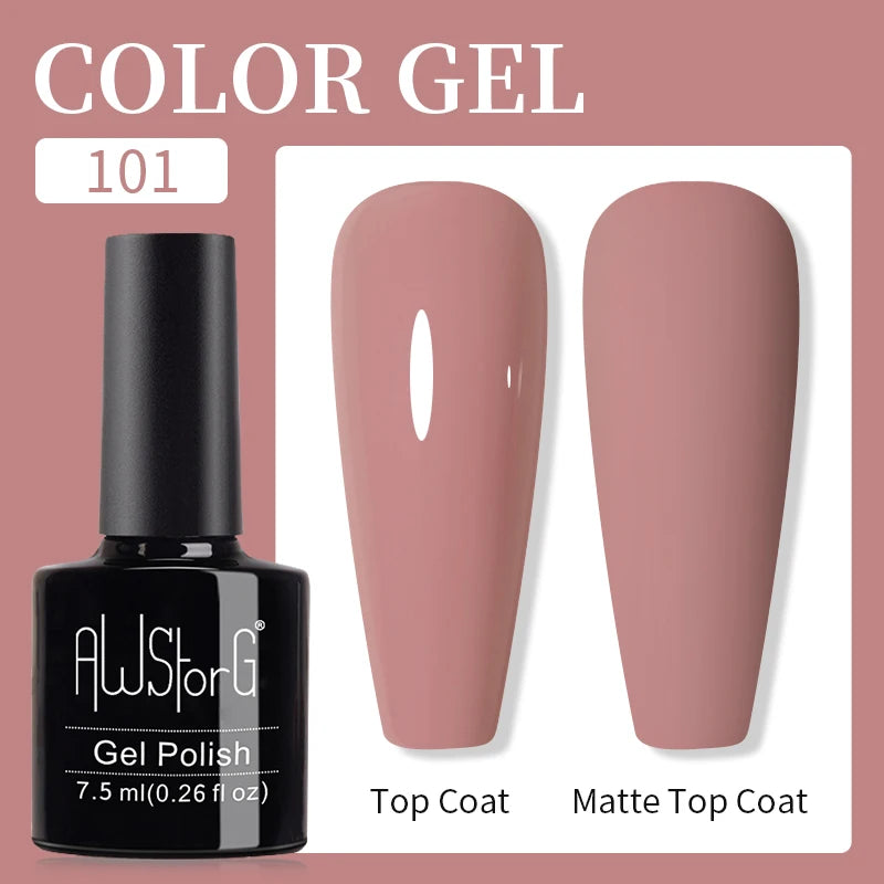 AWStorG 15ML Pink Color Gel Nail Polish Fantastic Adhesion Consistency Ultra Gorgeous Color Soak Off UV LED Semi Permanent Gel
