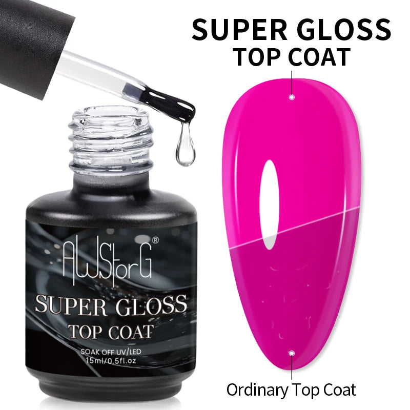 AWStorG 15ML Pink Color Gel Nail Polish Fantastic Adhesion Consistency Ultra Gorgeous Color Soak Off UV LED Semi Permanent Gel