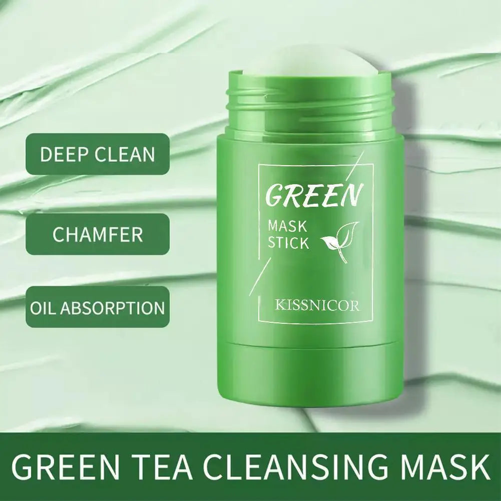 Face Clean Mask Green Tea Cleansing Stick Mask Shrink Pores Deep Blackhead Remover Facial Cleansing Moisturizing Mask 40g