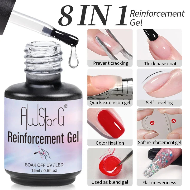 AWStorG 15ML Pink Color Gel Nail Polish Fantastic Adhesion Consistency Ultra Gorgeous Color Soak Off UV LED Semi Permanent Gel