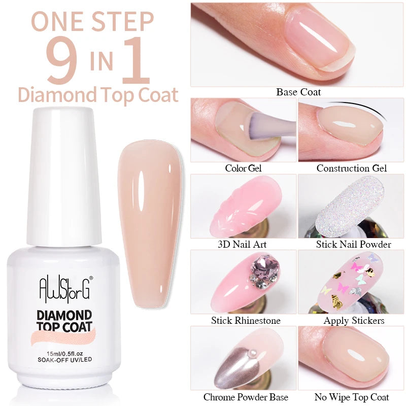 AWStorG 15ML Pink Color Gel Nail Polish Fantastic Adhesion Consistency Ultra Gorgeous Color Soak Off UV LED Semi Permanent Gel