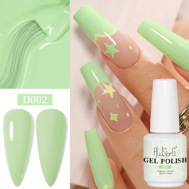 AWStorG 15ML Pink Color Gel Nail Polish Fantastic Adhesion Consistency Ultra Gorgeous Color Soak Off UV LED Semi Permanent Gel